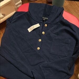 J.Crew navy hoodie with brass buttons